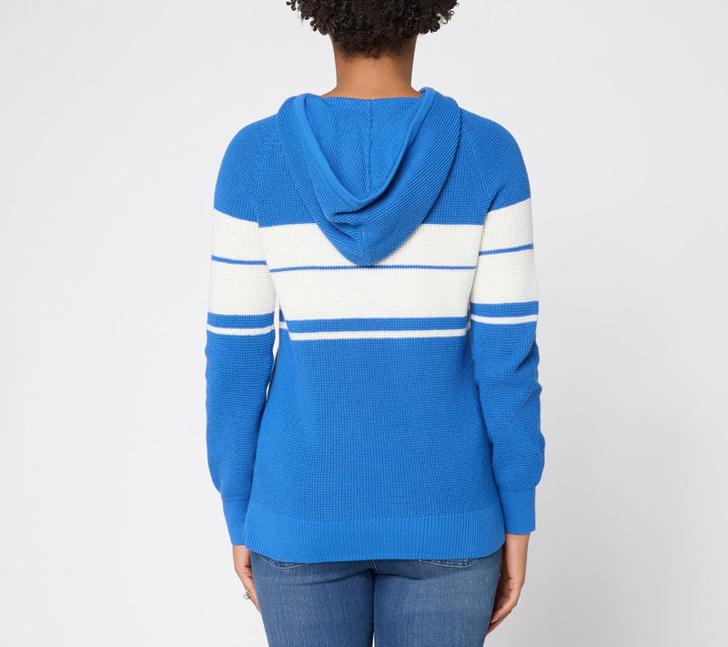 Belle by Kim Gravel Coastal Stripe Waffle Stitch Sweater — View 7