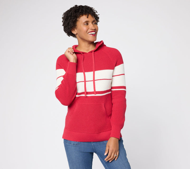 Belle by Kim Gravel Coastal Stripe Waffle Stitch Sweater — View 15