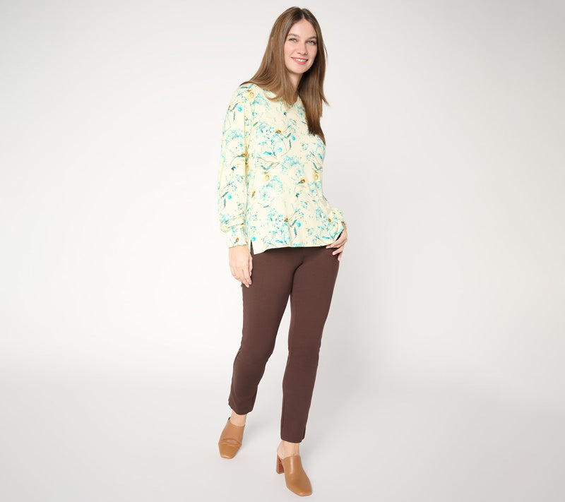 Belle by Kim Gravel Rayon Spandex Smocked Sleeve Top — View 5