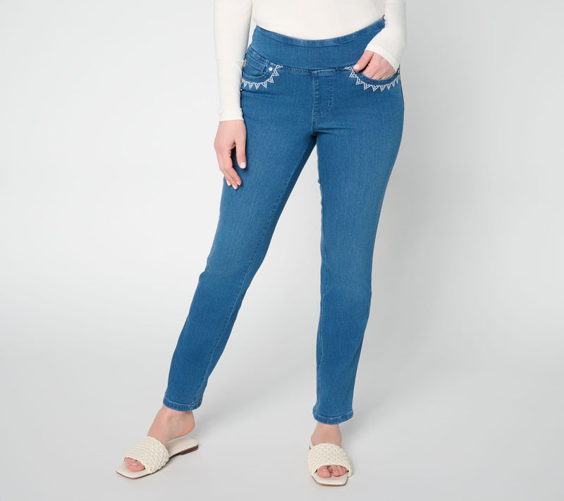 Belle by Kim Gravel Regular TripleLuxe Denim Lace Jeans — View 7