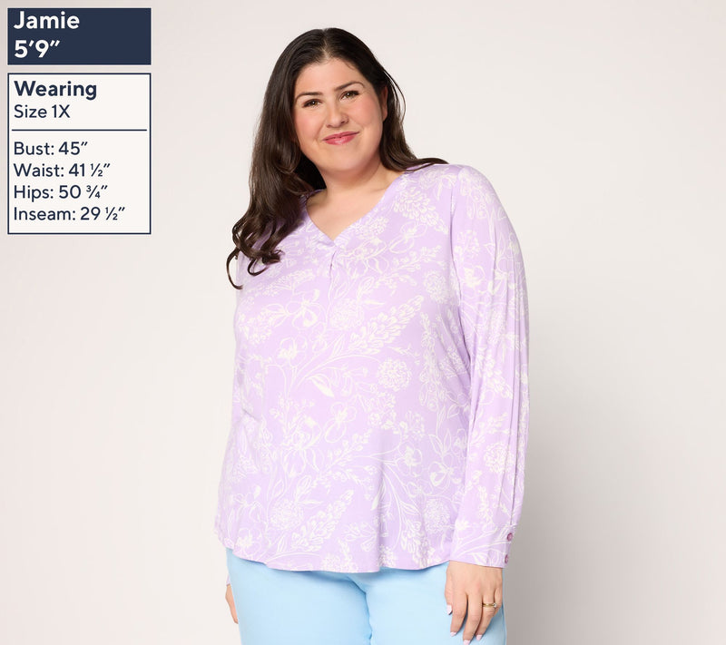 Belle by Kim Gravel Rayon Spandex Imagined Garden V-Neck Top — View 2