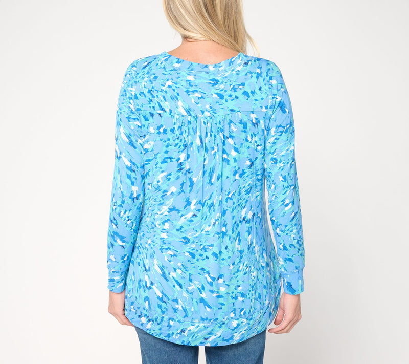 Belle by Kim Gravel Rayon Spandex Wild Elegance Hi-Low Top — View 4