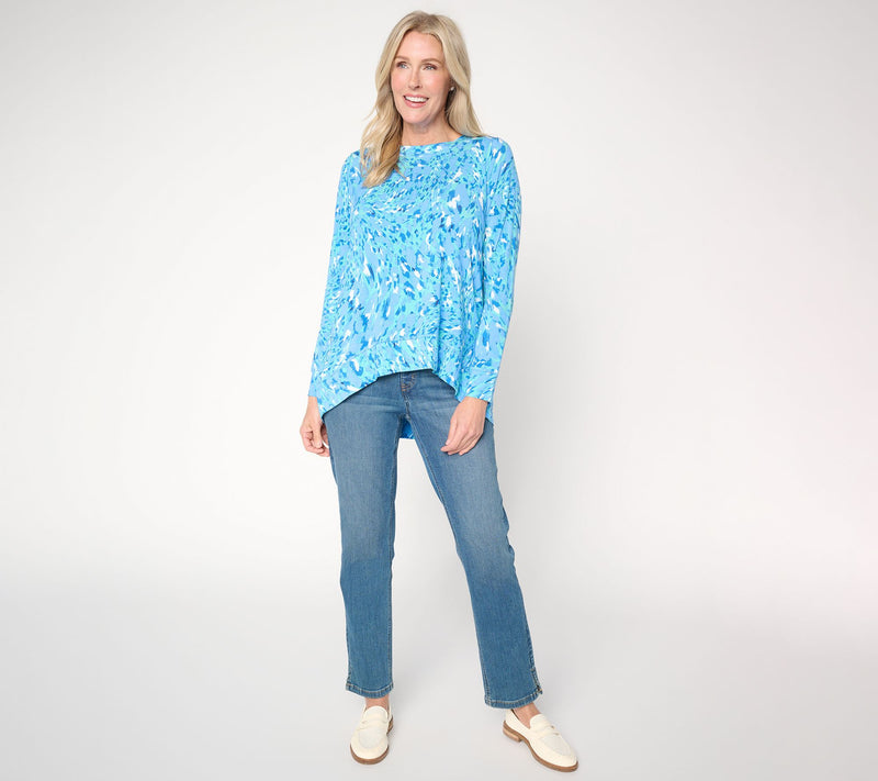Belle by Kim Gravel Rayon Spandex Wild Elegance Hi-Low Top — View 5