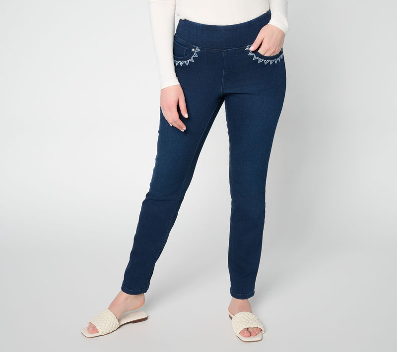 Belle by Kim Gravel Petite TripleLuxe Denim Lace Jean — View 3