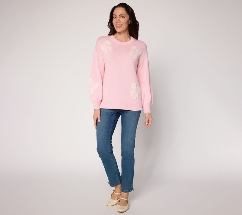Belle by Kim Gravel Life is Knot Too Bad Bow Sweater — View 5