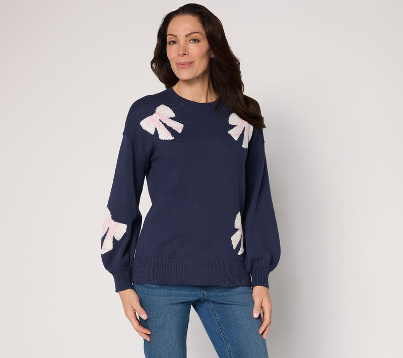 Belle by Kim Gravel Life is Knot Too Bad Bow Sweater — View 10