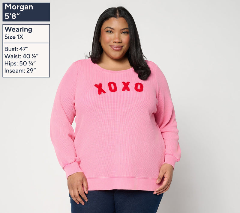 Belle by Kim Gravel Snow Washed Waffle True Love Top — View 2