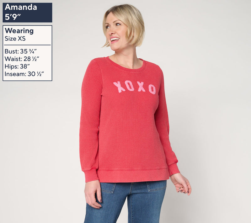 Belle by Kim Gravel Snow Washed Waffle True Love Top — View 3