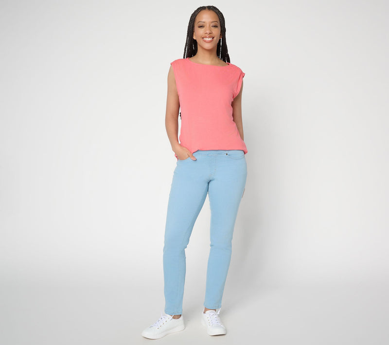 Belle by Kim Gravel Petite TripleLuxe Denim Slim Straight Jean — View 8