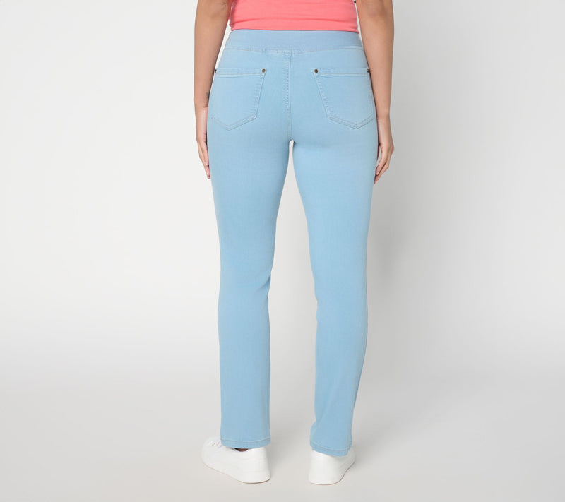 Belle by Kim Gravel Petite TripleLuxe Denim Slim Straight Jean — View 7