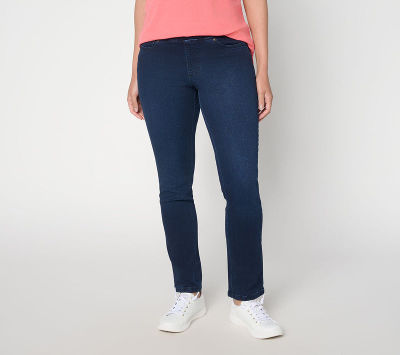Belle by Kim Gravel Petite TripleLuxe Denim Slim Straight Jean — View 3