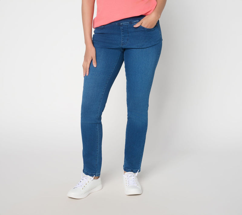 Belle by Kim Gravel Petite TripleLuxe Denim Slim Straight Jean — View 11