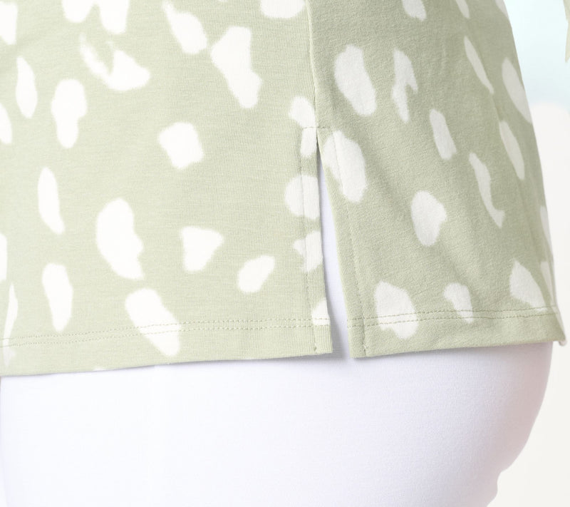 Belle by Kim Gravel TripleLuxe Knit Splatter Dots V-Neck Top — View 6