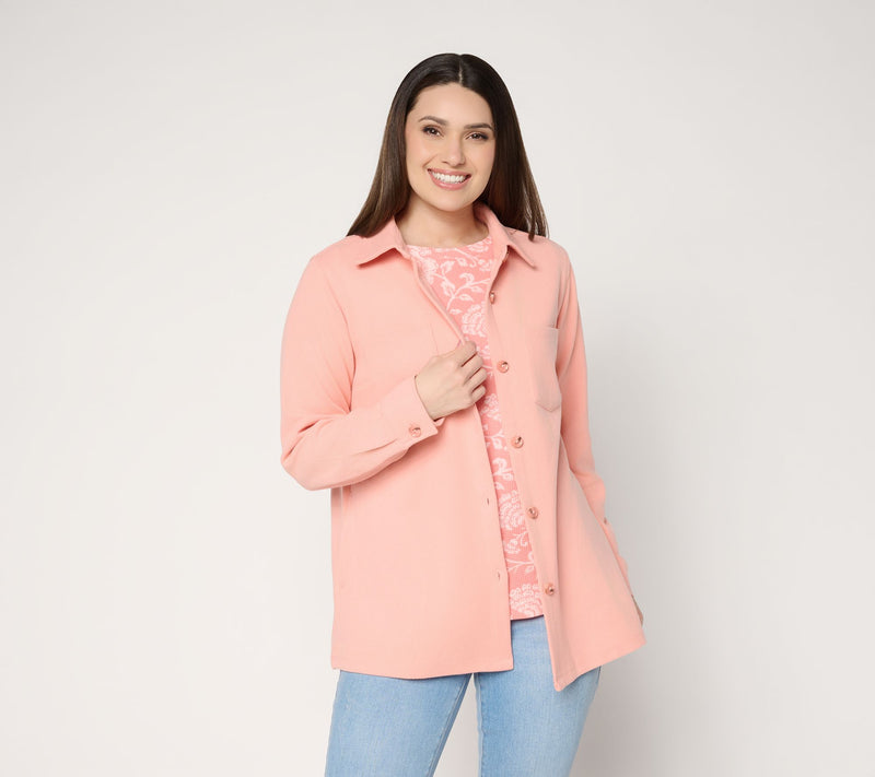 Belle by Kim Gravel Quiet Luxury Knit Corduroy Big Shirt — Main view