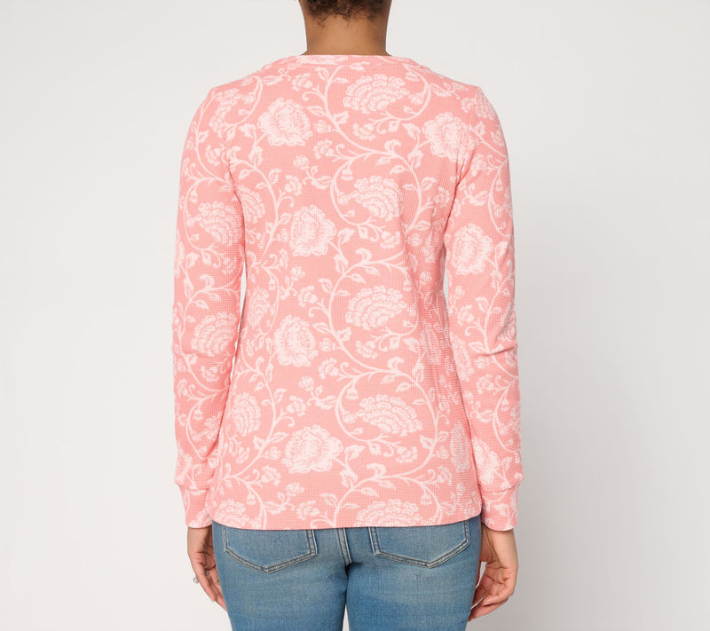 Belle by Kim Gravel Baby Waffle Retro Rose Long Sleeve Top — View 4