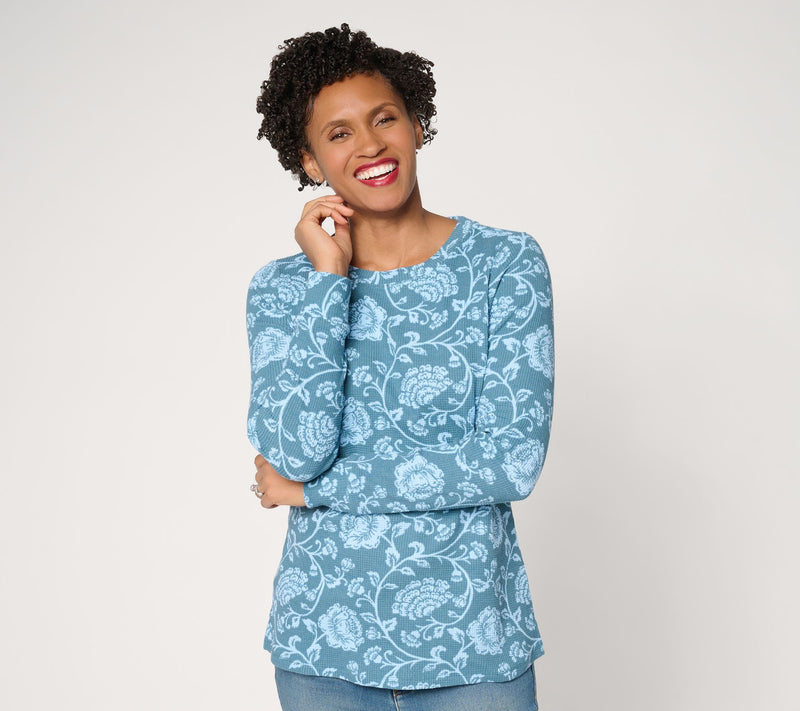 Belle by Kim Gravel Baby Waffle Retro Rose Long Sleeve Top — View 13