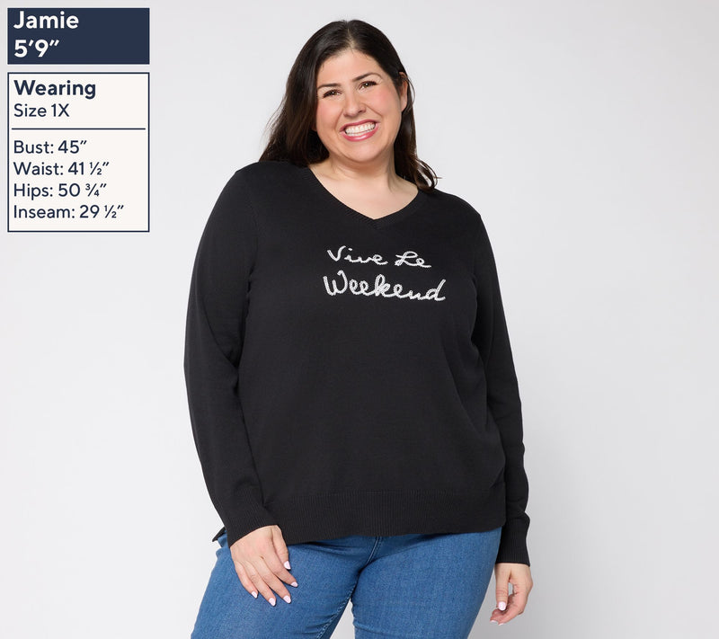 Belle by Kim Gravel Chic Speak Statement Sweater — View 2