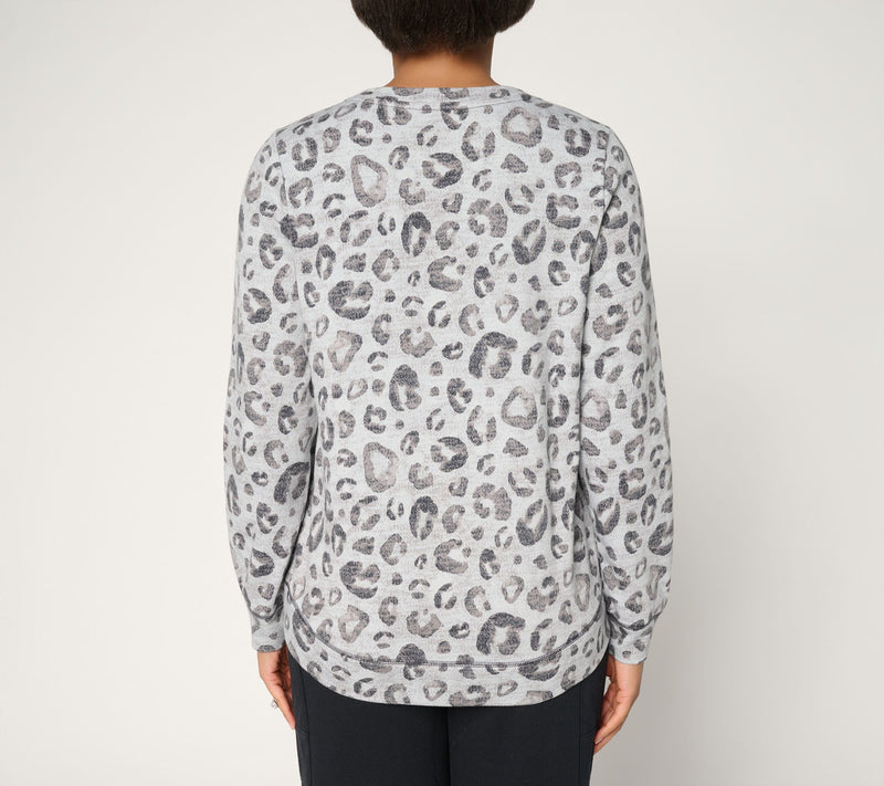 AnyBody Cotton French Terry Crewneck Sweatshirt — View 4