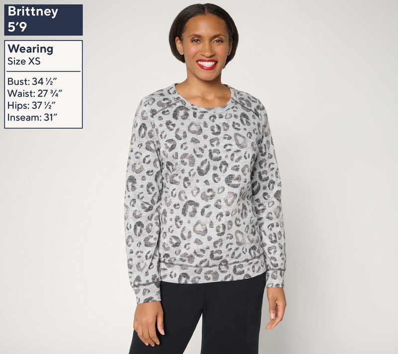 AnyBody Cotton French Terry Crewneck Sweatshirt — View 3
