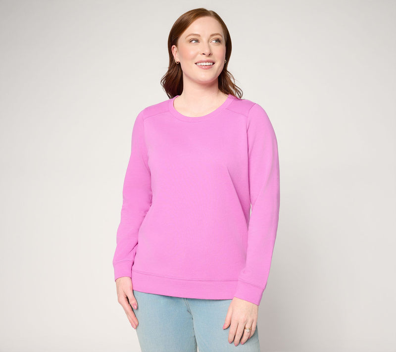 AnyBody Cotton French Terry Crewneck Sweatshirt — View 18