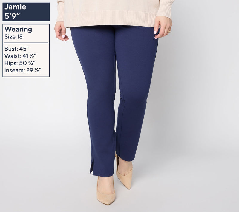 Belle by Kim Gravel Regular Ponte Slim Cigarette Pant with Slits — View 10