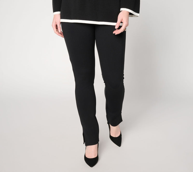 Belle by Kim Gravel Regular Ponte Slim Cigarette Pant with Slits — Main view