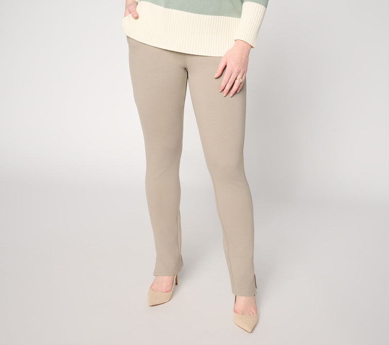 Belle by Kim Gravel Regular Ponte Slim Cigarette Pant with Slits — View 9