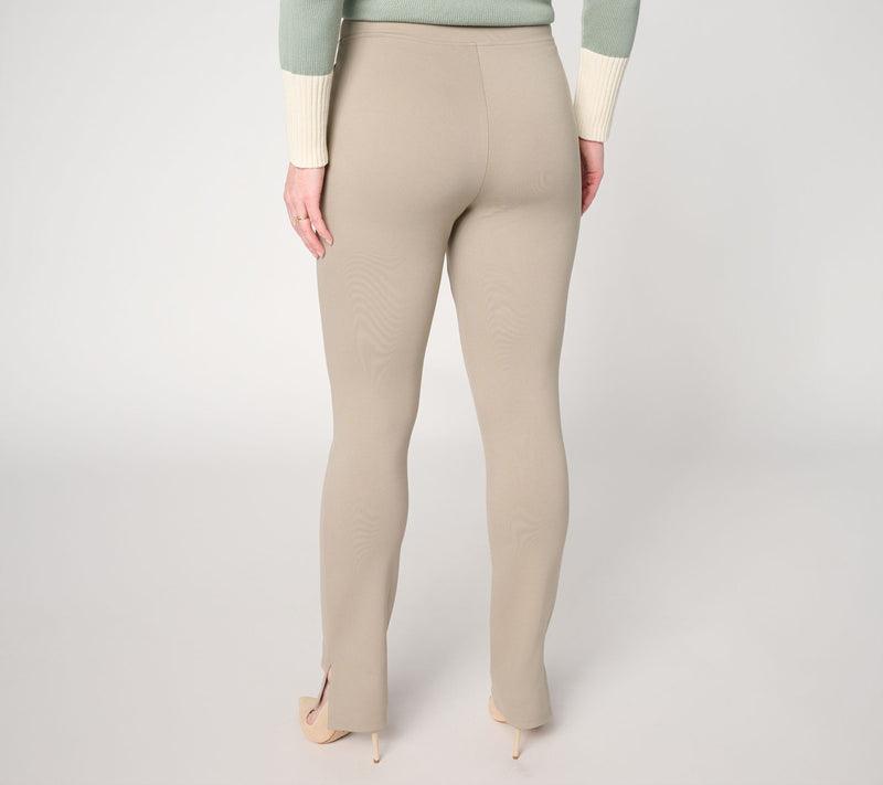 Belle by Kim Gravel Petite Ponte Slim Cigarette Pant with Slits — View 12