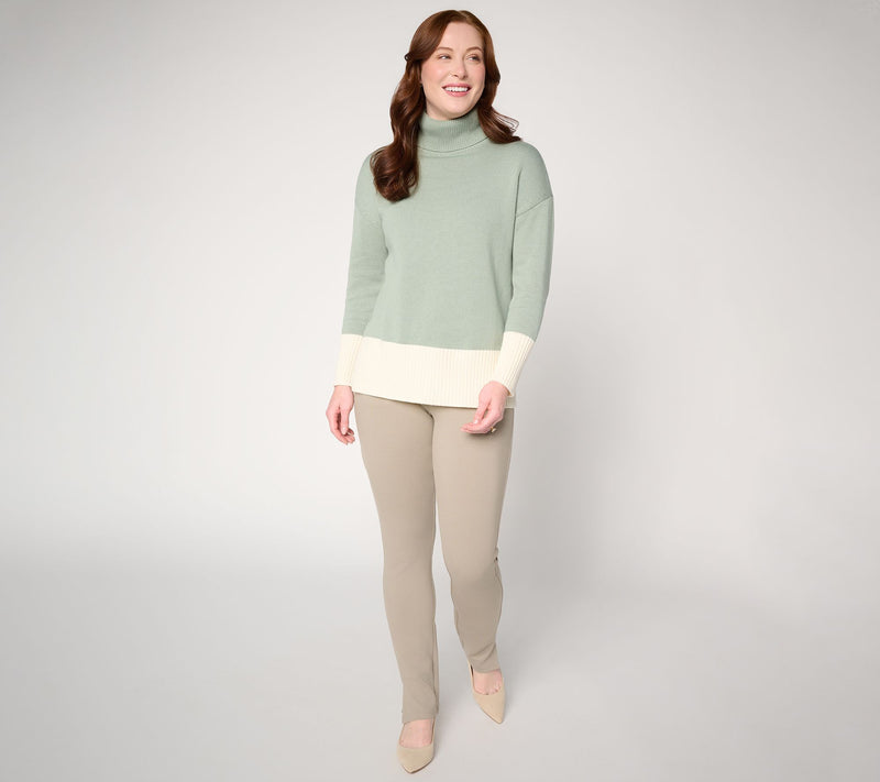 Belle by Kim Gravel Petite Ponte Slim Cigarette Pant with Slits — View 13
