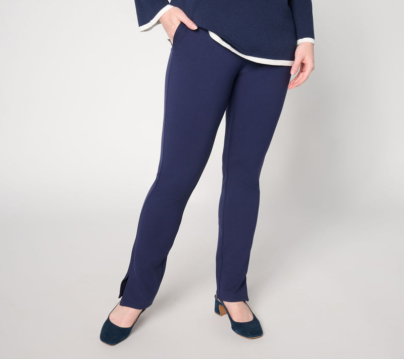 Belle by Kim Gravel Petite Ponte Slim Cigarette Pant with Slits — View 7
