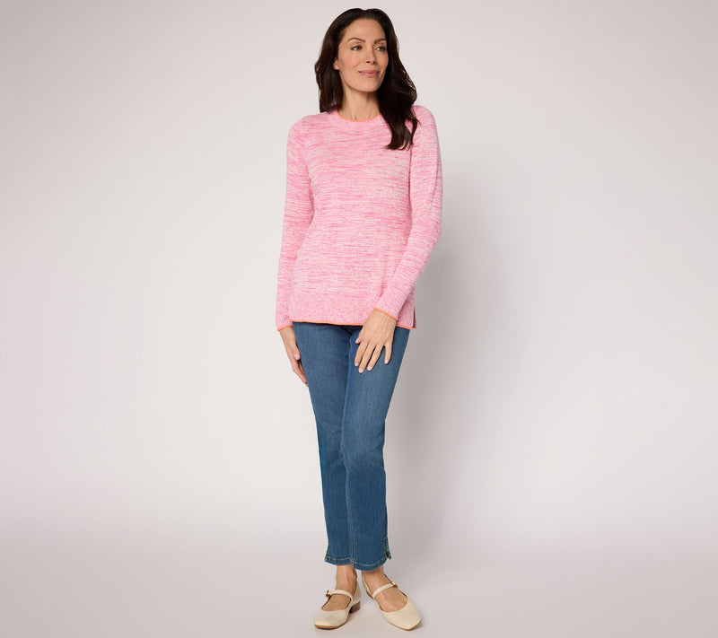 Belle by Kim Gravel Marled Color Pop Crewneck Sweater — View 5