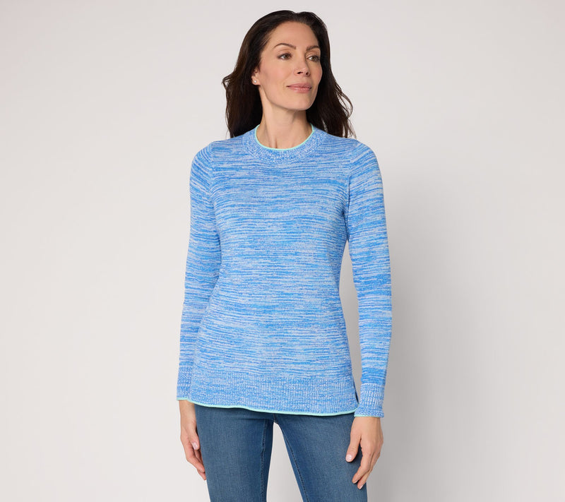 Belle by Kim Gravel Marled Color Pop Crewneck Sweater — View 11