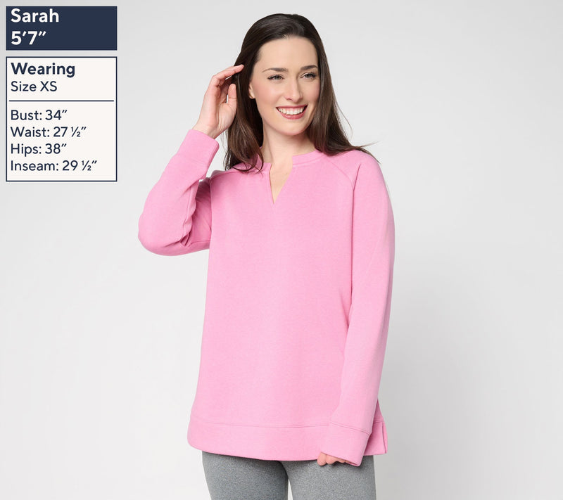 Belle by Kim Gravel Sponge Fleece Split Neck Sweatshirt — View 3