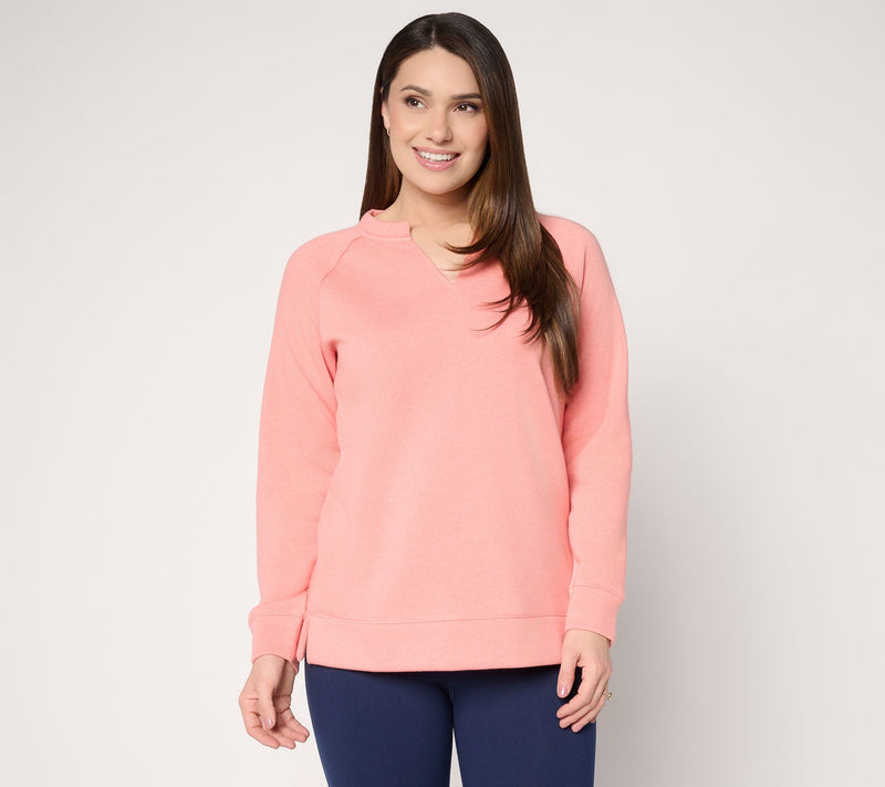 Belle by Kim Gravel Sponge Fleece Split Neck Sweatshirt — View 14