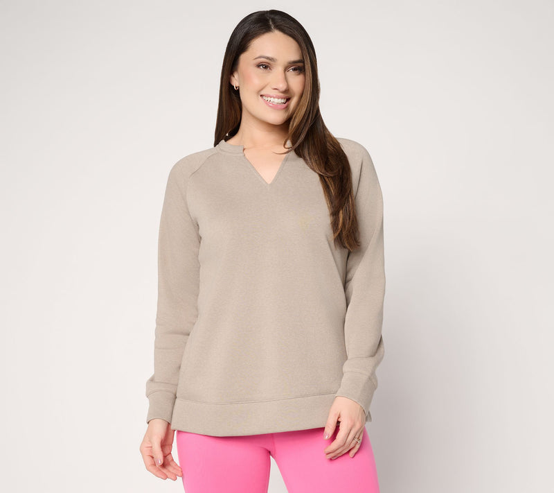 Belle by Kim Gravel Sponge Fleece Split Neck Sweatshirt — View 15