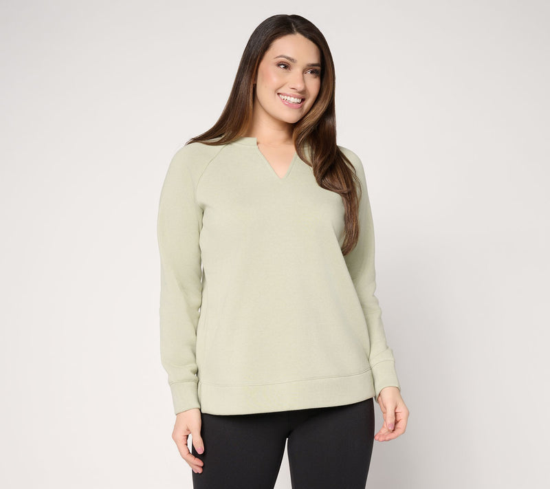Belle by Kim Gravel Sponge Fleece Split Neck Sweatshirt — View 16