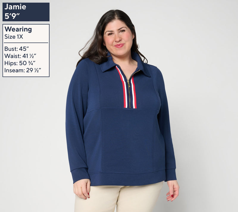 Belle by Kim Gravel ScubaLuxe Stitched to Be Square Half Zip — View 2