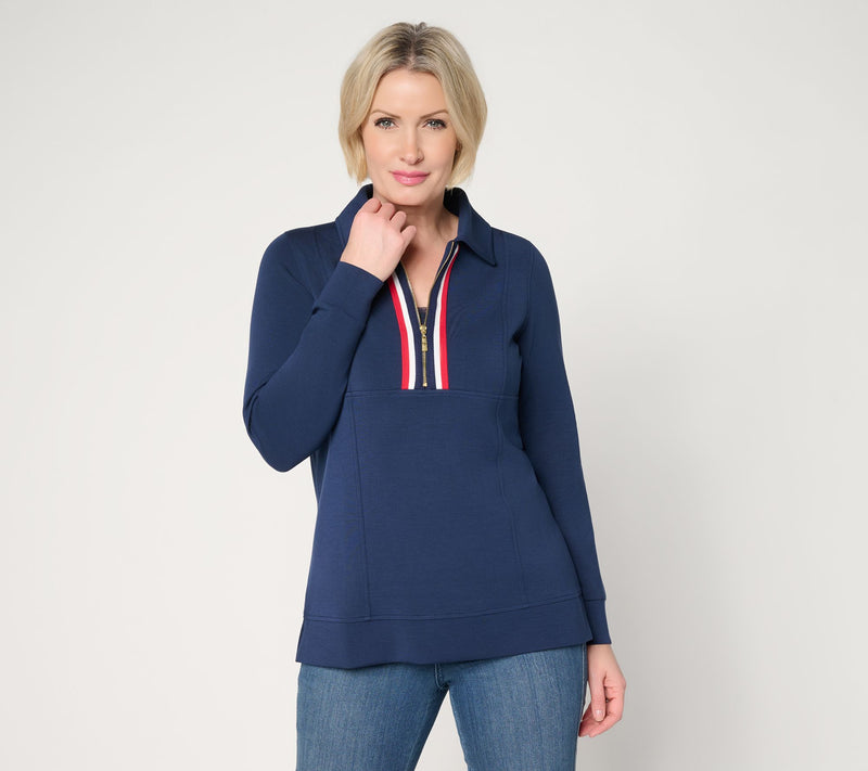 Belle by Kim Gravel ScubaLuxe Stitched to Be Square Half Zip — View 13