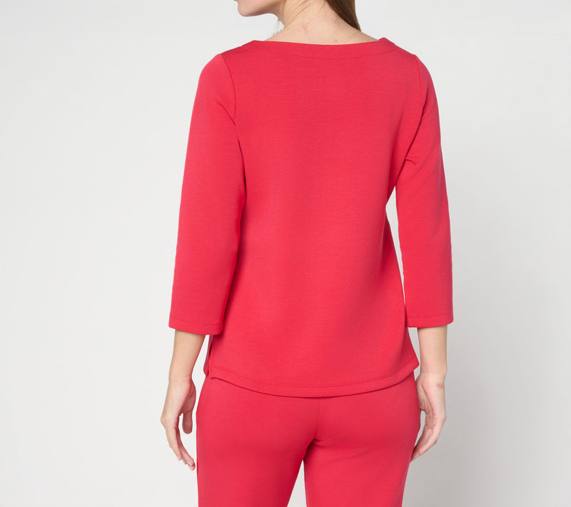 Belle by Kim Gravel ScubaLuxe Boatneck 3/4 Sleeve Top — View 4