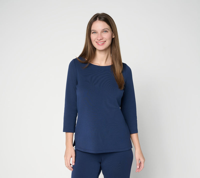 Belle by Kim Gravel ScubaLuxe Boatneck 3/4 Sleeve Top — View 12
