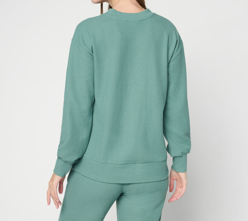 Belle by Kim Gravel Wonder Waffle Deep V Neck Slouchy Top — View 3