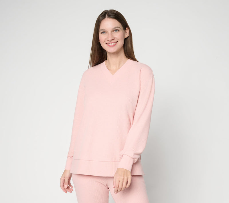 Belle by Kim Gravel Wonder Waffle Deep V Neck Slouchy Top — View 15