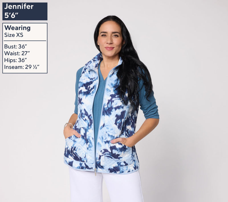 Denim & Co. Active Pattern Jacquard Zip-Front Vest — View 3