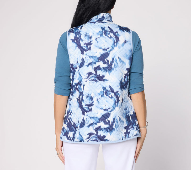 Denim & Co. Active Pattern Jacquard Zip-Front Vest — View 4