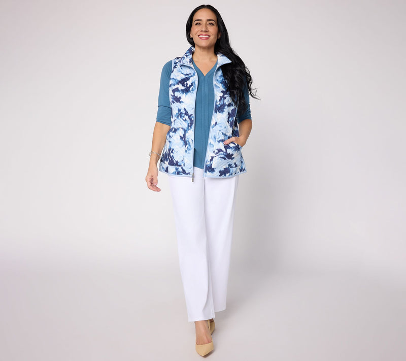 Denim & Co. Active Pattern Jacquard Zip-Front Vest — View 5