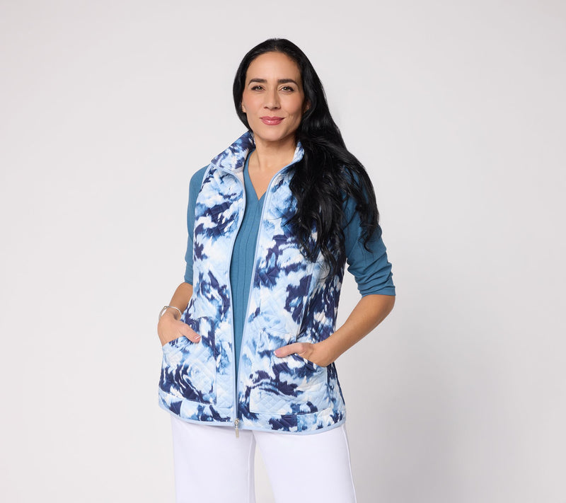 Denim & Co. Active Pattern Jacquard Zip-Front Vest — View 9