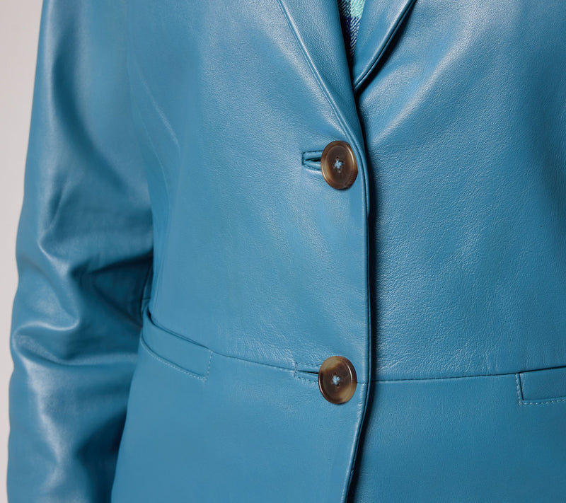 Denim & Co. Regular Lamb Leather Two Button Blazer — View 11