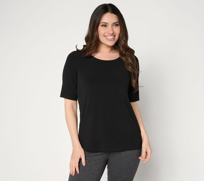 Susan Graver Essentials Liquid Knit Scoop Neck Top — View 12
