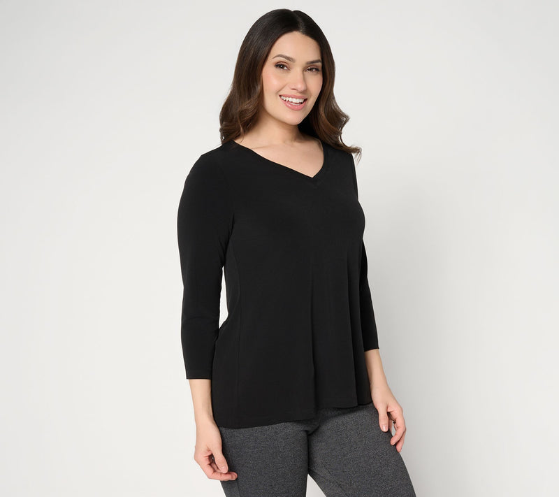 Susan Graver Essentials Liquid Knit 3/4-Sleeve A-Line Top — View 13