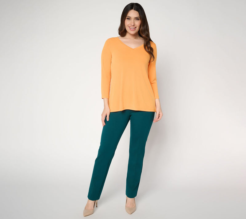 Susan Graver Essentials Liquid Knit 3/4-Sleeve A-Line Top — View 5